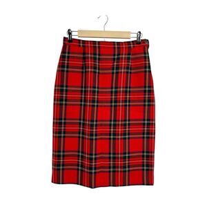 Anderson Innes Of Scotland Red Tartan Plaid 100% Wool Knew Length Skirt Size 14